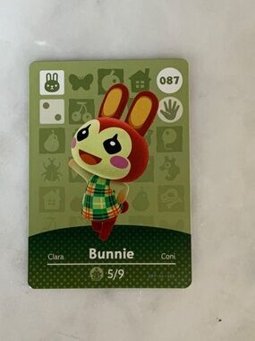 Bunnie 087 Animal Crossing NINTENDO Amiibo Card Series 1 MINT NEW HORIZON